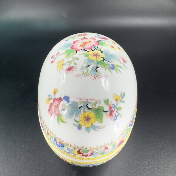 COALPORT MING ROSE Egg Shape Bone China Trinket Box England Floral Pattern VTG - Picture 15 of 16